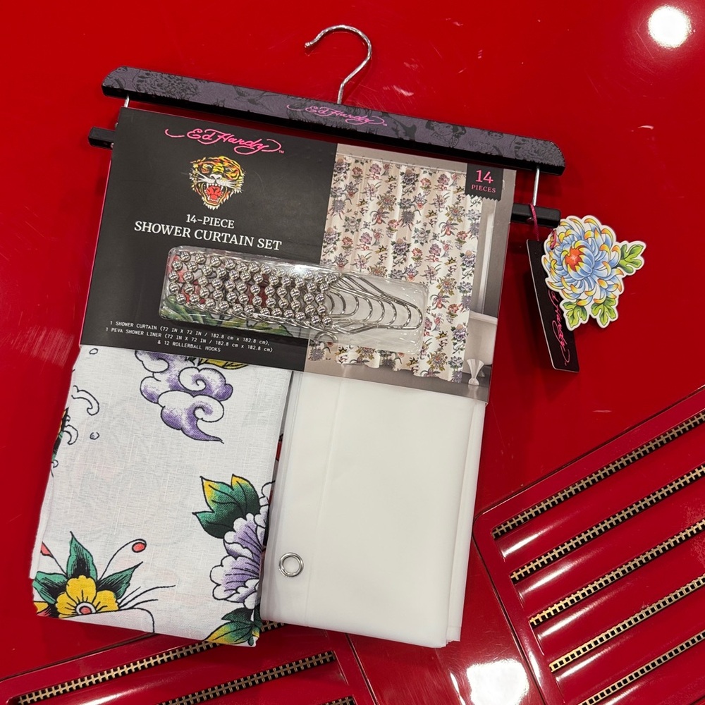 Ed Hardy Multicolor Floral Shower Curtain Set